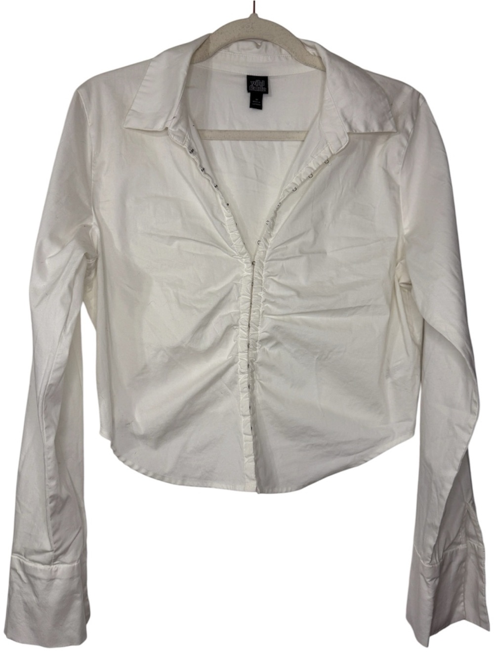 wild fable White Eyelet Closure Button-Front Shirt Size Medium